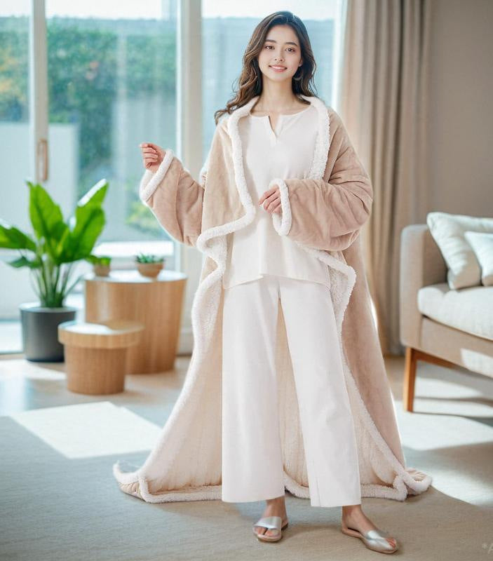 Electric Heating Wearable Blanket - Fleece Lamb Velvet Heated Blanket with Sleeves