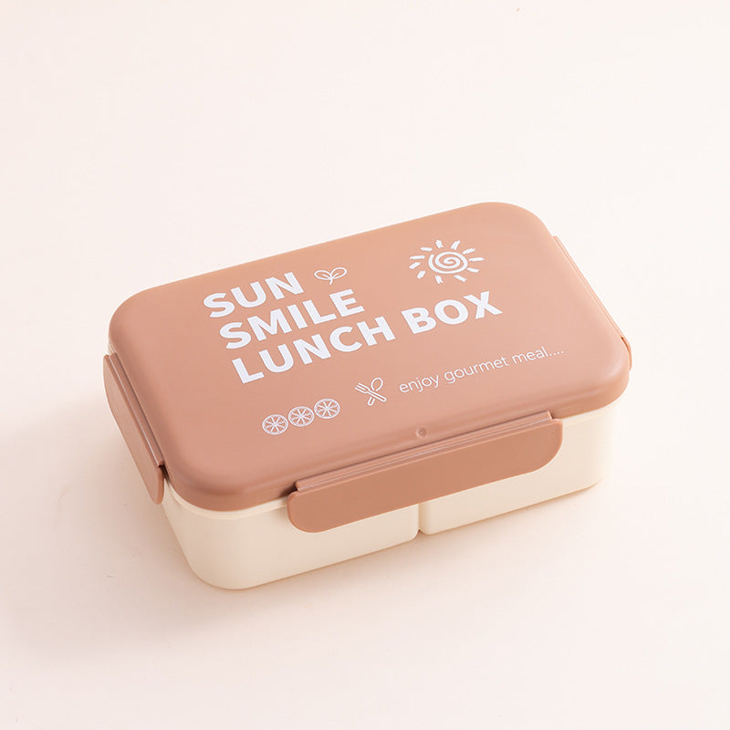 Stylish Pastel Bento Lunch Box - Microwave Safe 3-Compartment Food Container with Spoon & Fork (Portable & Leak-Proof)
