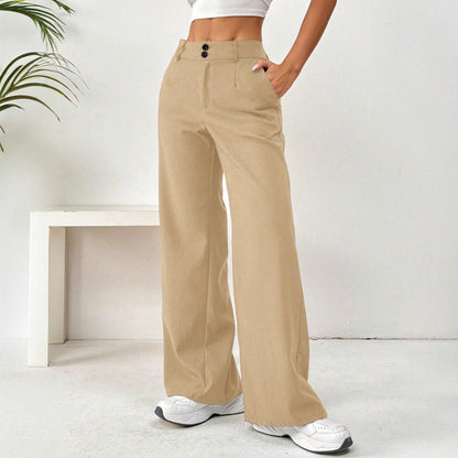 Women's Loose Fit Slimming Straight Leg Trousers - Casual Wide Pants