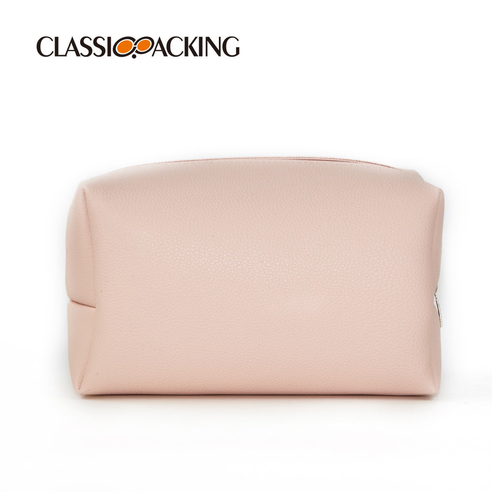 Simple Solid Color Zipper Wash Storage Bag – Square Waterproof Finishing Bag