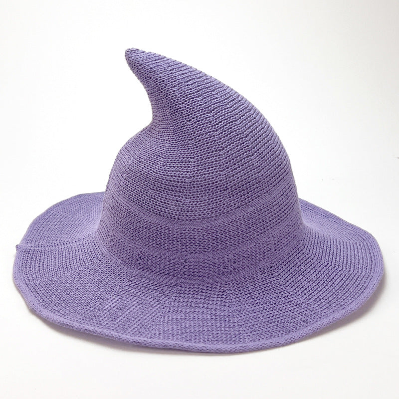 Knitted Pointed Top Witch Hat | Wide Brim Halloween Party