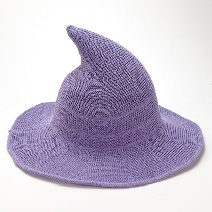 Knitted Pointed Top Witch Hat | Wide Brim Halloween Party