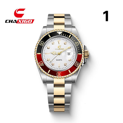 CHAXIGO Luxury Men's Quartz Watch - Submariner Style Waterproof Alloy Wristwatch