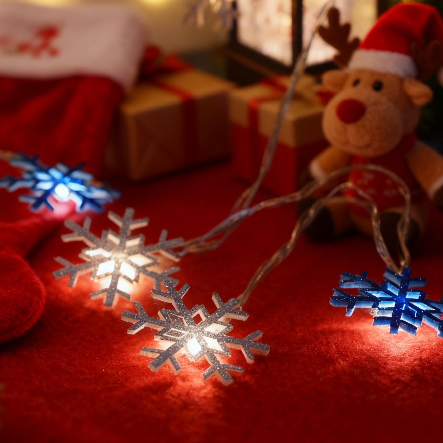 LED Snowflake String Lights - Decorative Christmas & Fairy Lights for Holiday Home Decor