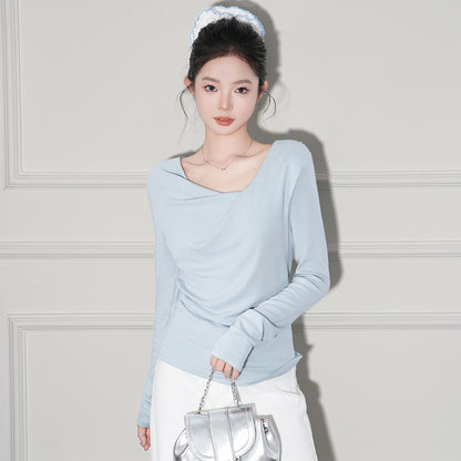 Chic Solid Black Ruched Off-the-Shoulder Casual Top for Women