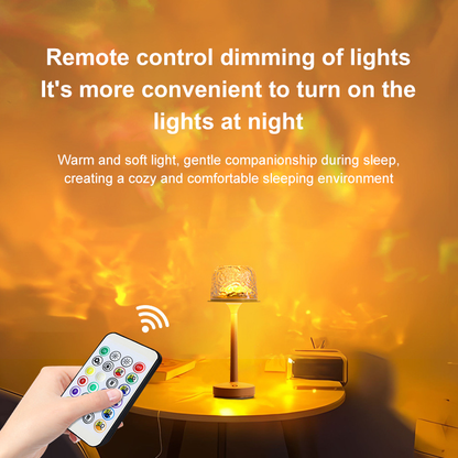 Dynamic Water Ripple Projector Lamp - Romantic Ocean Wave Atmosphere Night Light with Remote Control