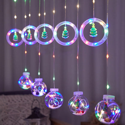LED Christmas Curtain String Lights - Decorative Wishing Ball & Ring Lights with Remote Control