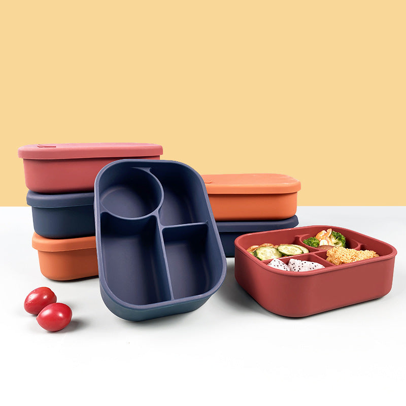 Food Grade Silicone Compartment Lunch Box - Microwave Safe Bento Box