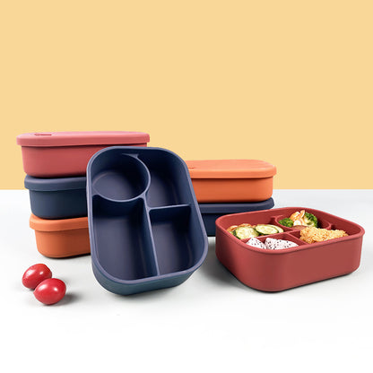Food Grade Silicone Compartment Lunch Box - Microwave Safe Bento Box