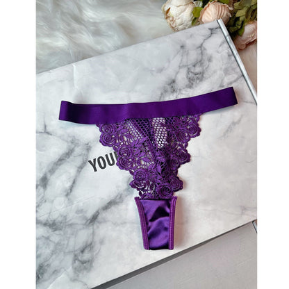Purple Transparent Push-up Lingerie Set with Stockings