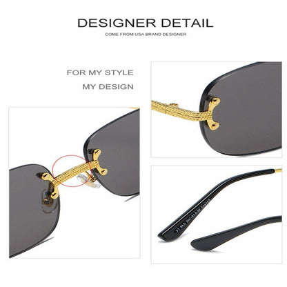 Retro Rimless Square Sunglasses - Luxury Frameless Eyewear for Men & Women