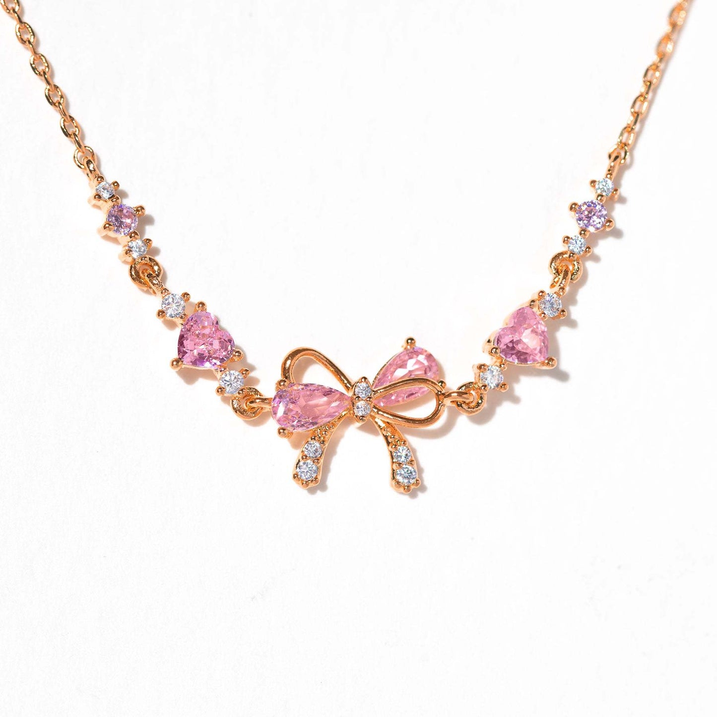 Ins Style Cute Pink Zircon Butterfly Charm Bracelet Set for Women