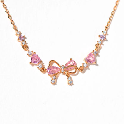 Ins Style Cute Pink Zircon Butterfly Charm Bracelet Set for Women