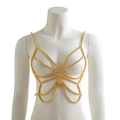 Minimalist Gold Tone Corset Body Chain - Butterfly Festival & Party Harness Jewelry