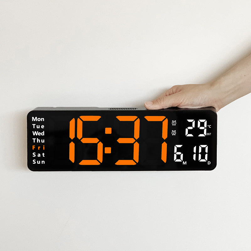 Modern RGB Digital Wall Mount Clock with Dual Alarms & Memory Function