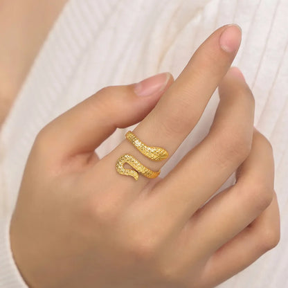 Gold Tone Coiled Snake Bypass Ring