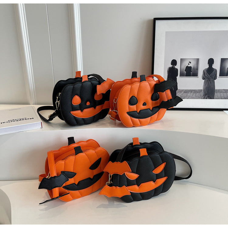 Halloween Funny Pumpkin Crossbody Shoulder Bag (Contrast Color)