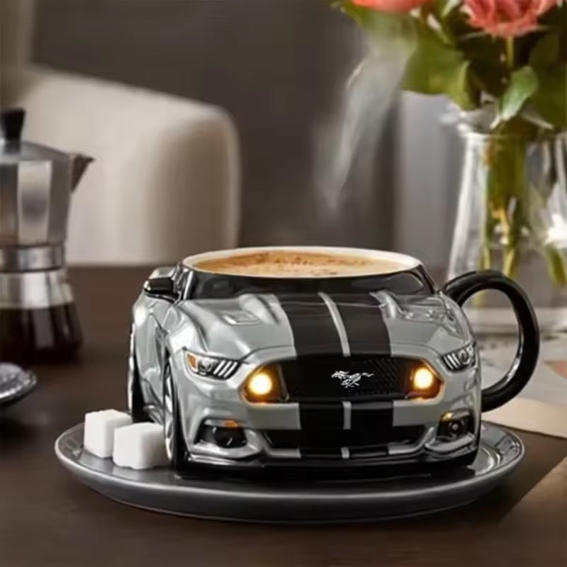 Handmade Mustang Car-Shaped Coffee Mug - Creative Stainless Steel Novelty Office Cup