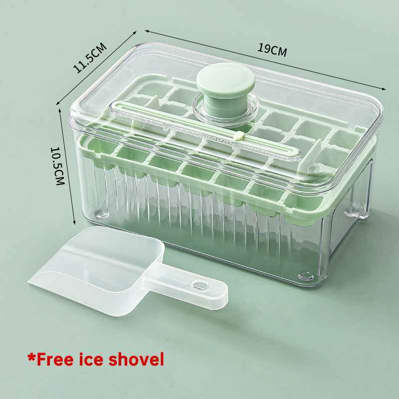 Press-Type Ice Cube Tray with Storage Bin and Lid