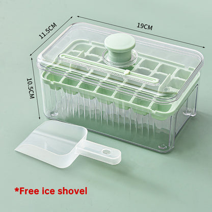 Press-Type Ice Cube Tray with Storage Bin and Lid