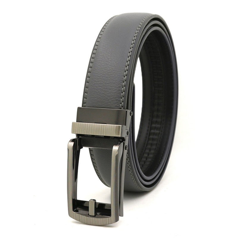 Men's Automatic Buckle Ratchet Belt | Premium Two-Layer Cowhide Leather Click Belt