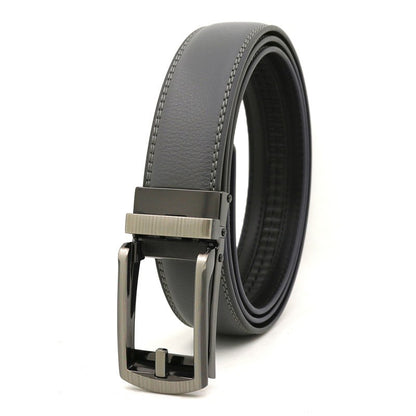 Men's Automatic Buckle Ratchet Belt | Premium Two-Layer Cowhide Leather Click Belt