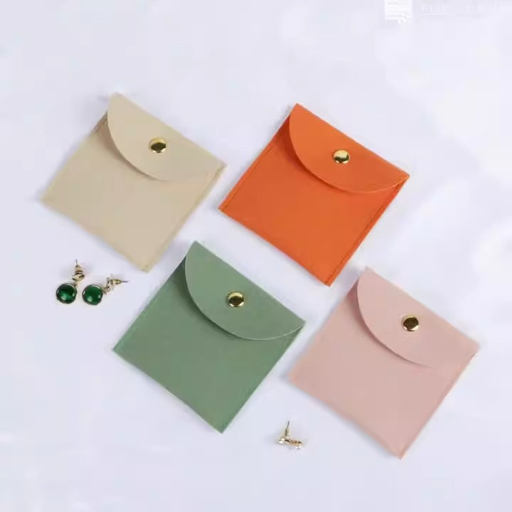 Colorful Faux Leather Jewelry Pouch / Travel Storage Bag with Buckle Closure