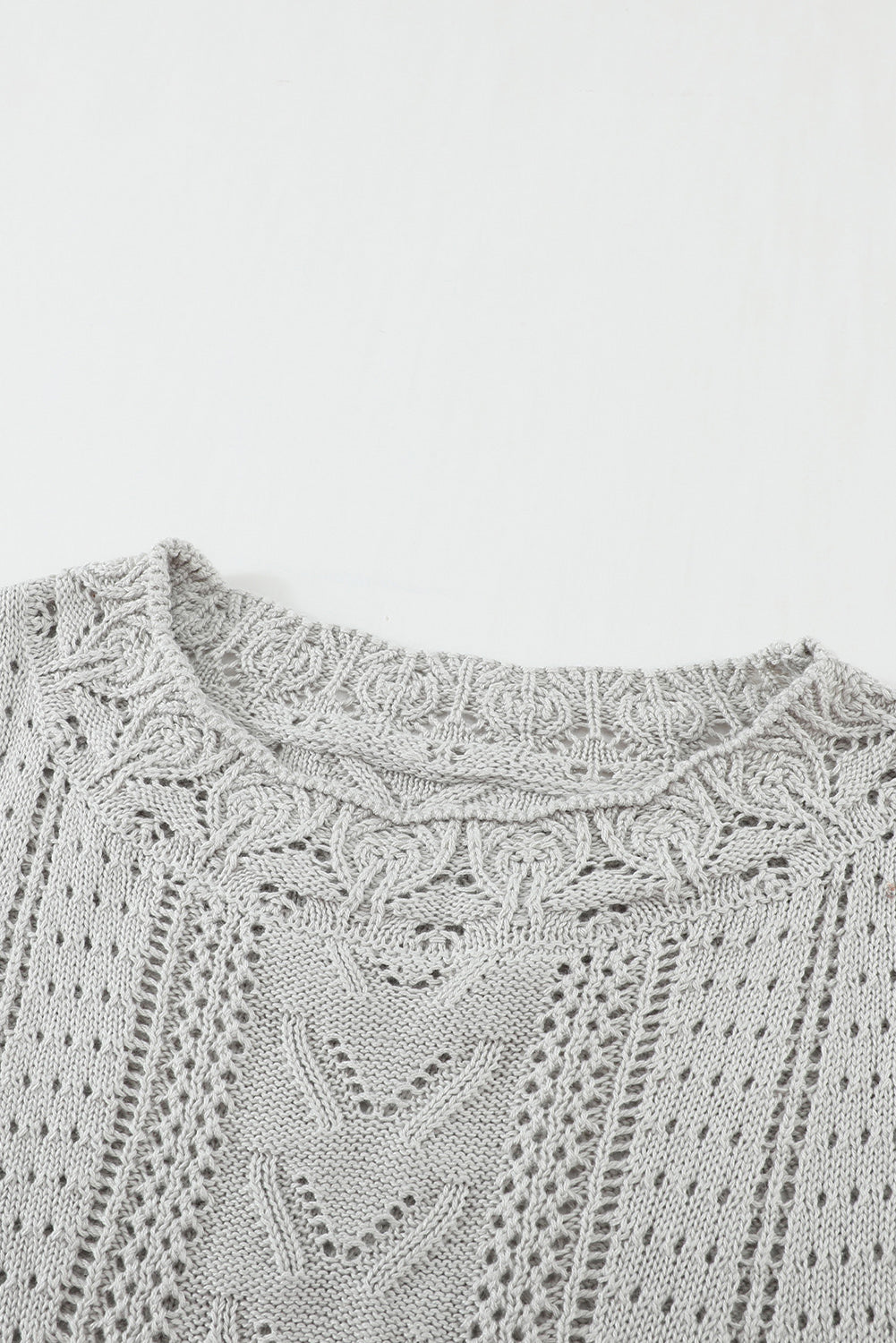 Boho Chic Crochet Knit Sweater - Breezy White Pointelle Pullover