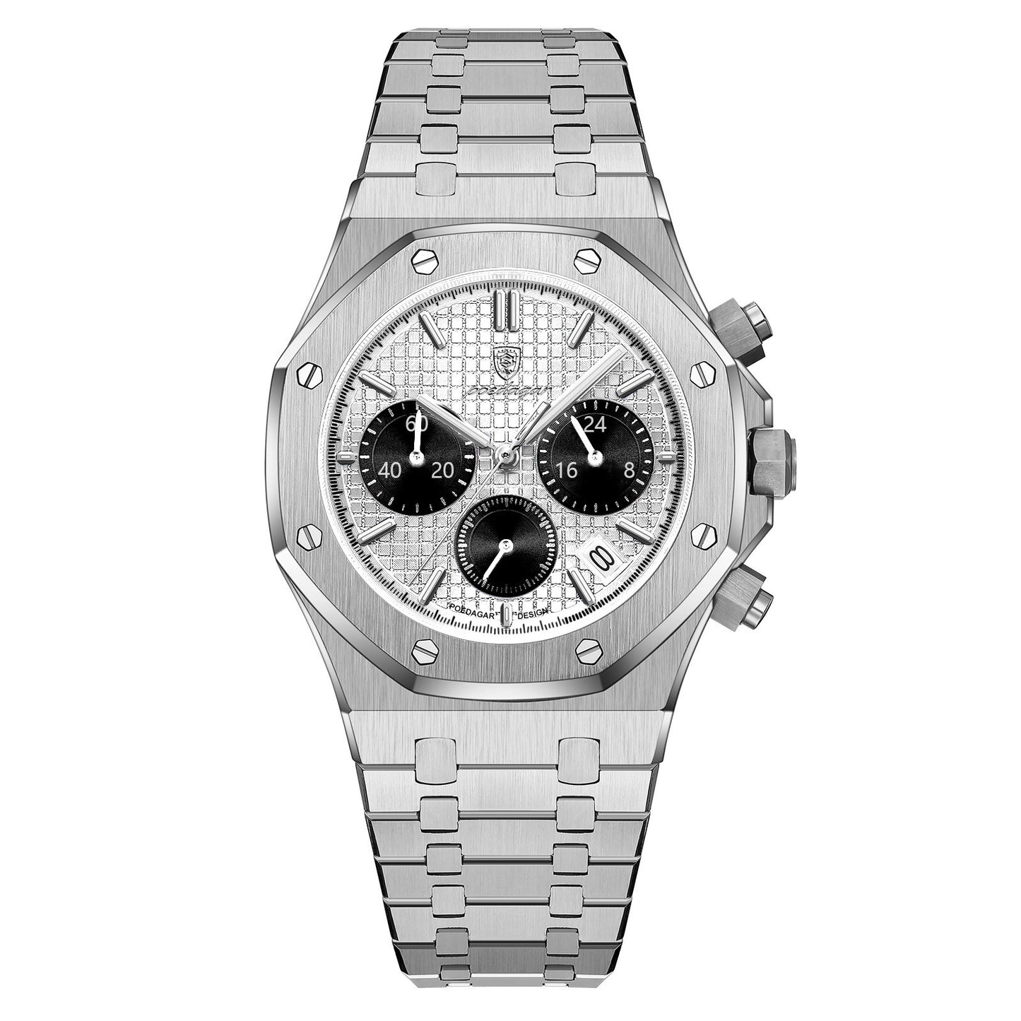 Luxury Men's Chronograph Quartz Watch - Stainless Steel Sports Wristwatch