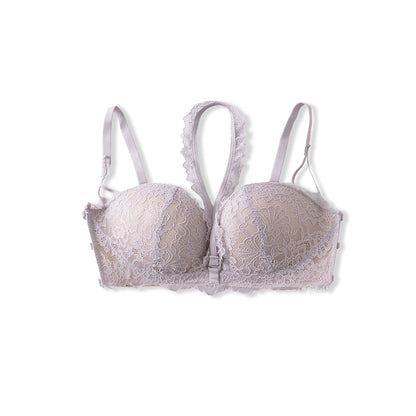 Push Up Padded Lace Bra with Deep V Neck and Thin Straps