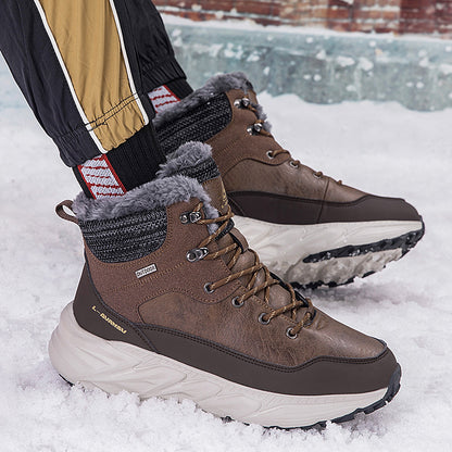 Winter Outdoor Fleece-Lined Snow Boots – Warm Mid-Cut Height Increasing Walking Shoes for Men & Women