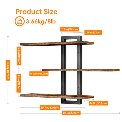 3-Tier Modern Wooden Wall Shelf for Kitchen, Bathroom & Living Room