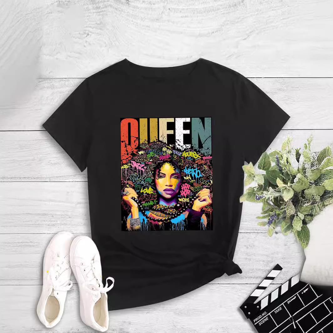 Women's Minimalist Face Line Art Graphic Round Neck T-Shirt