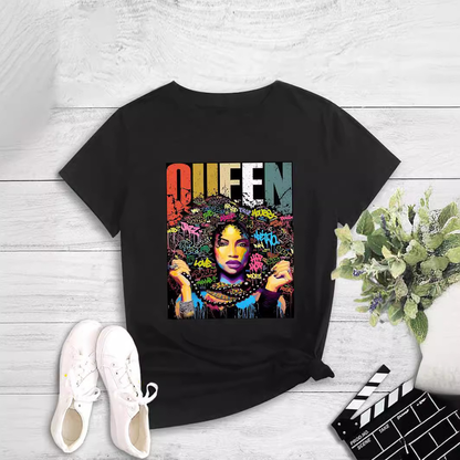 Women's Minimalist Face Line Art Graphic Round Neck T-Shirt
