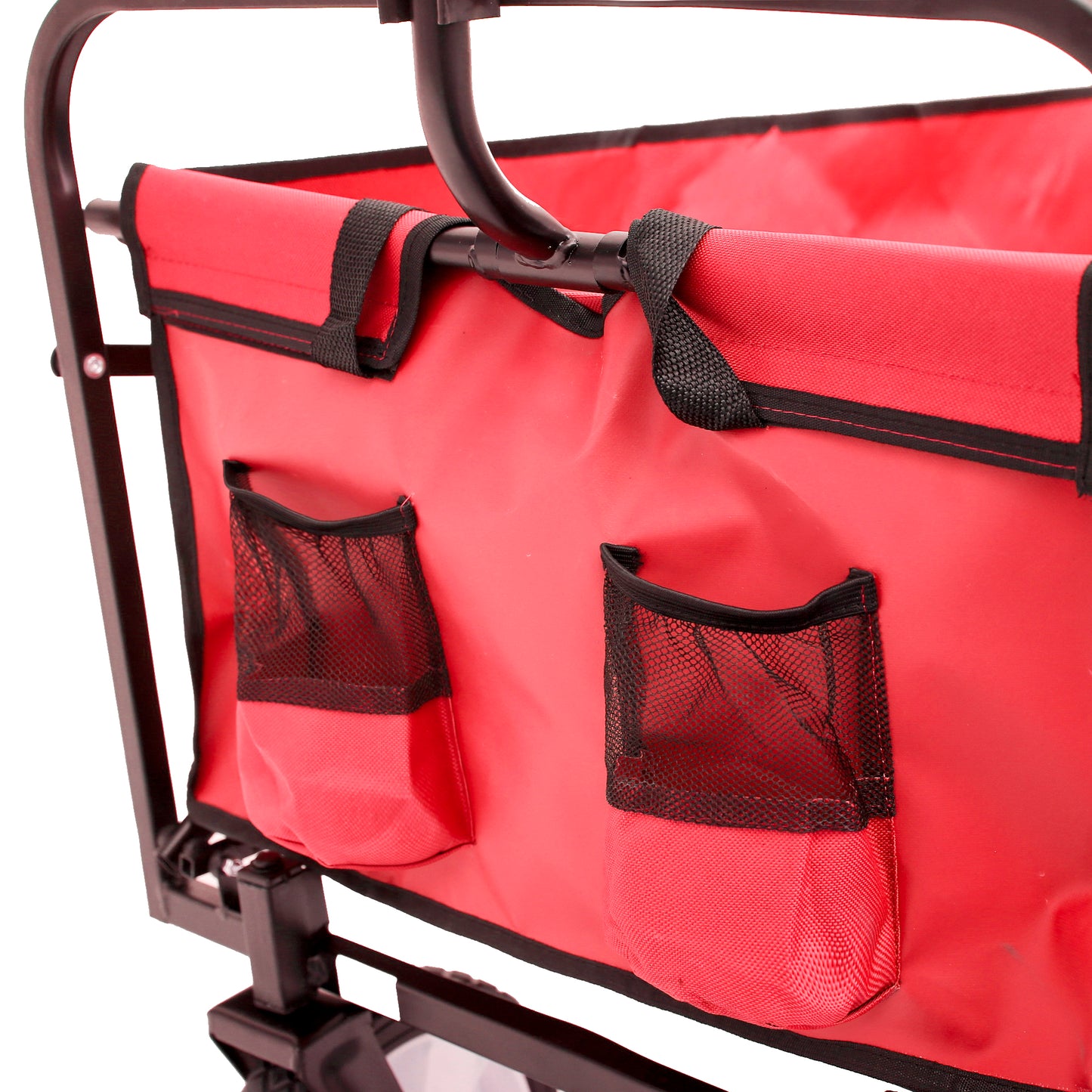 Folding Wagon Garden Shopping Beach Cart – Heavy Duty Red Utility Cart