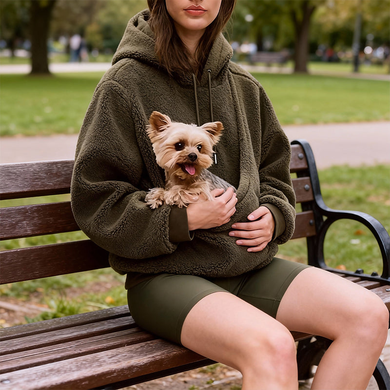 Pet Carrier Hoodie - Unisex Hands-Free Dog & Cat Carry Sweatshirt