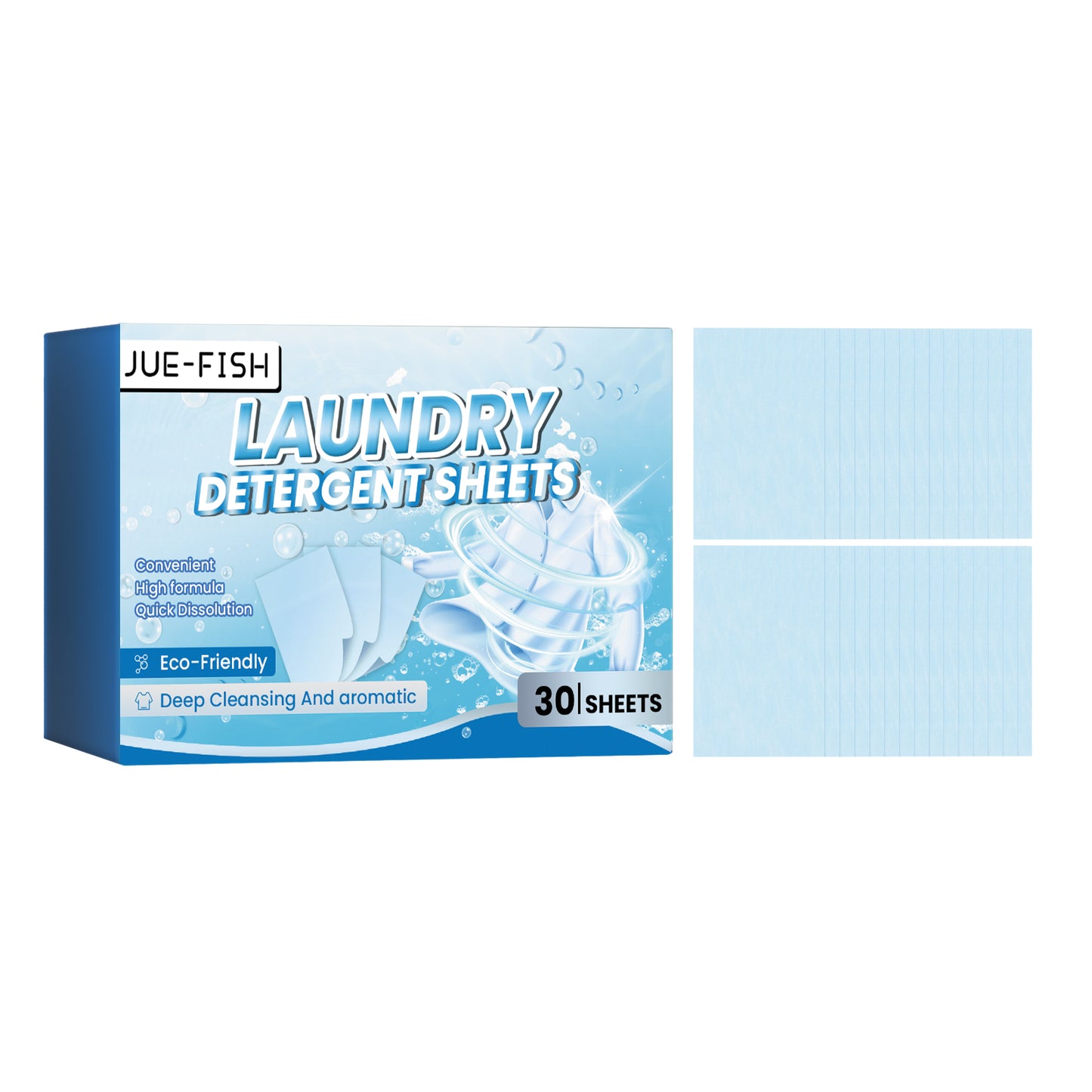 Eco-Friendly Concentrated Laundry Detergent Sheets – 30 Sheets Deep Cleaning Nano Wash Tablets for Tough Stains