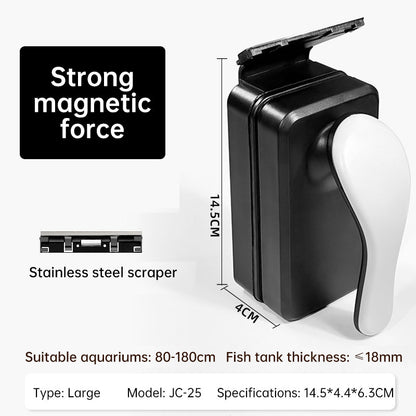 Professional Magnetic Glass Cleaner with Stainless Steel Scraper for Fish Tanks