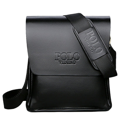Men's Black Faux Leather Saddle Crossbody Shoulder Bag with Zipper