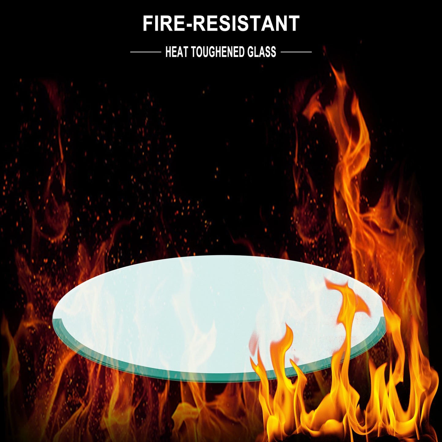 36" Round Tempered Glass Coffee Table with Wood Base