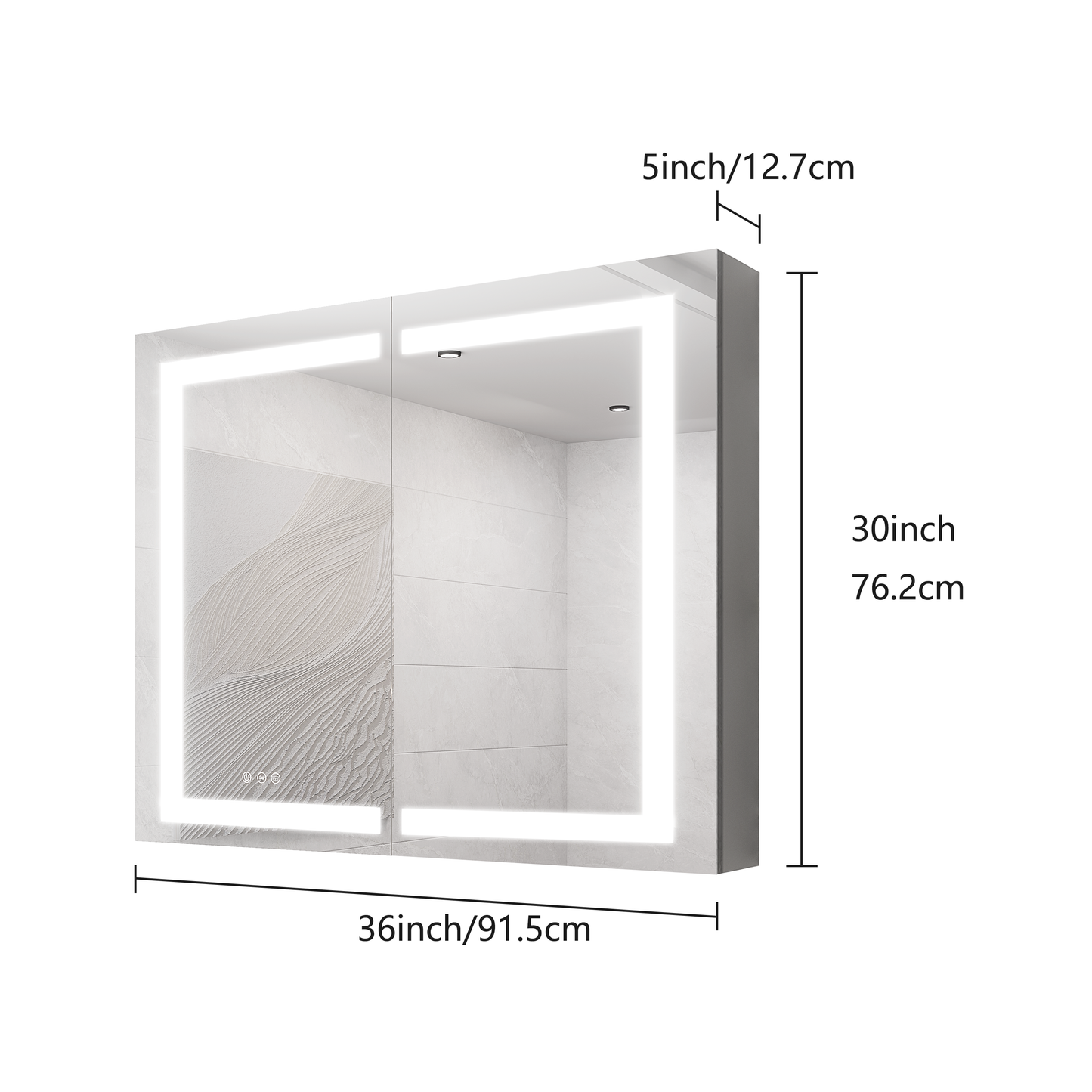 36 x 30 Inch LED Medicine Cabinet with Dimmable Anti-Fog Vanity Mirror