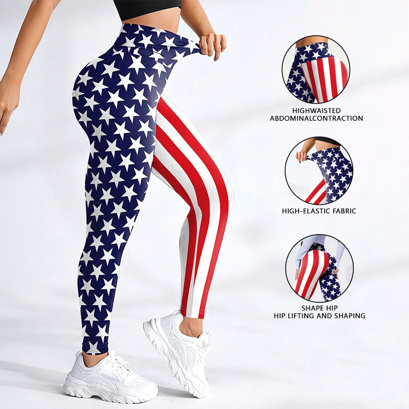 USA National Flag Women's Printed Yoga Pants - Patriotic Sports Tights