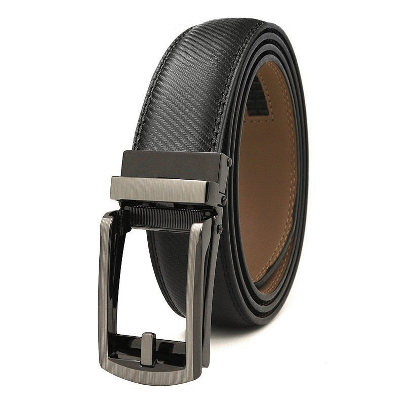 Men's Automatic Buckle Ratchet Belt | Premium Two-Layer Cowhide Leather Click Belt