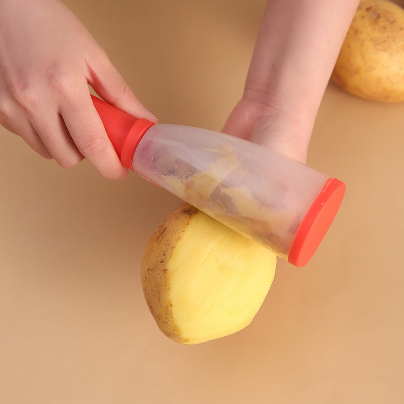 Multi-Functional Vegetable Peeler with Trash Storage Box - Stainless Steel Blade Potato & Carrot Skin Scraper