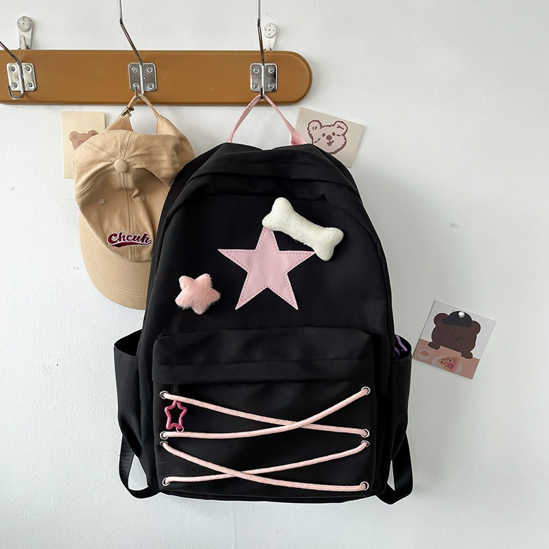 Japanese Cute Five-Pointed Star Backpack - Kawaii Ins College Student Schoolbag & High School Bag