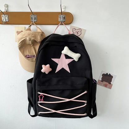 Japanese Cute Five-Pointed Star Backpack - Kawaii Ins College Student Schoolbag & High School Bag