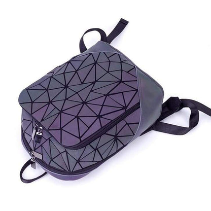 Geometric Prism Luminous Backpack - Large Capacity Holographic Reflective School Bag