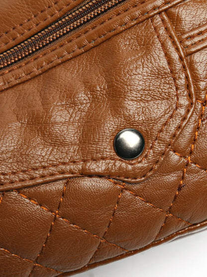 Vintage Style PU Leather Multi-Pocket Crossbody Shoulder Bag