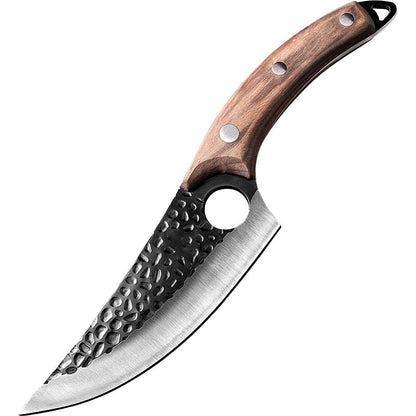 Professional Handmade Forged Butcher Knife - 5.5" High Clad Steel Boning Knife with Leather Sheath (Serbian Style Chef Knife)