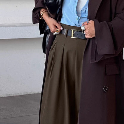 British Style Light Luxury Pleated Drape Casual Wide Leg Pants